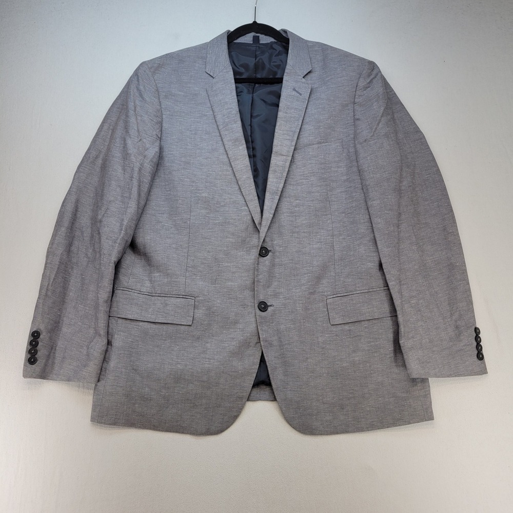 J.Crew Thompson Blazer Mens 46R Gray Linen Cotton Blend Two Button Sport Coat